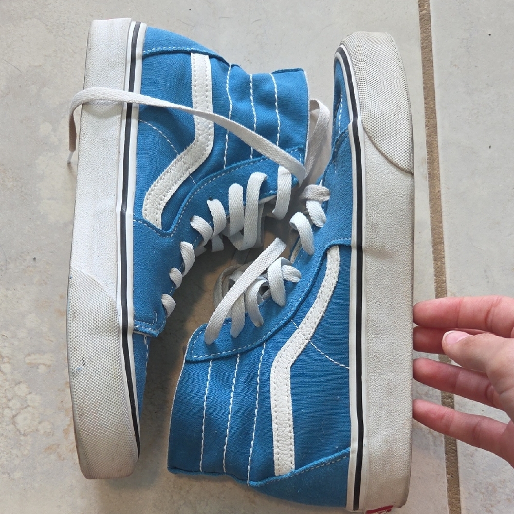 Vans Kids Blue and White High-Top Sneakers